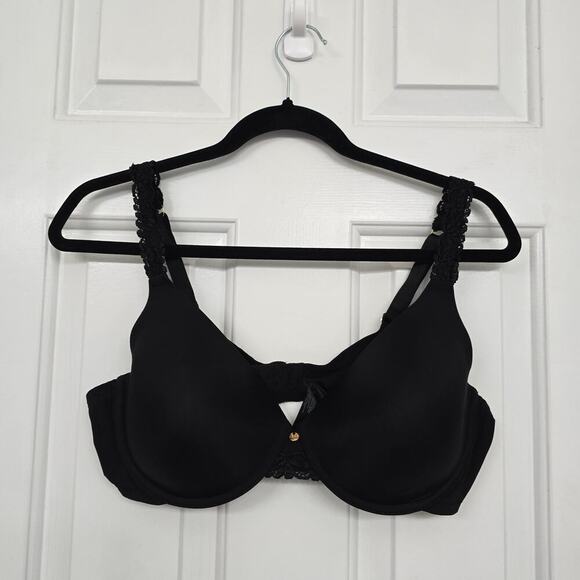 Natori black Pure Luxe Underwire T-Shirt Bra adjustable straps size 38D lace - Picture 1 of 6